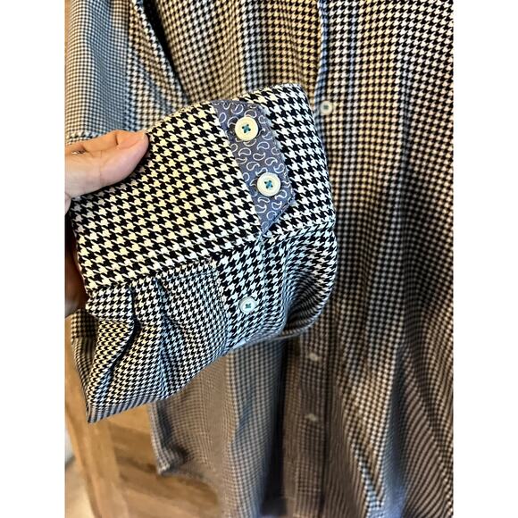 Robert Graham Button Down Shirt Checkers sz 3XL Stripped Men Collared cuff Tall - Picture 8 of 16